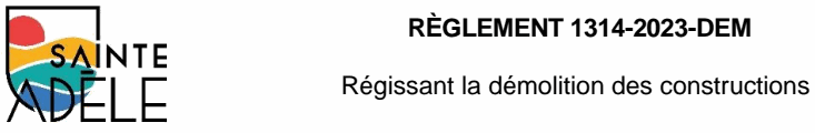 Régissant la démolition des constructions RÈGLEMENT 1314-2023-DEM