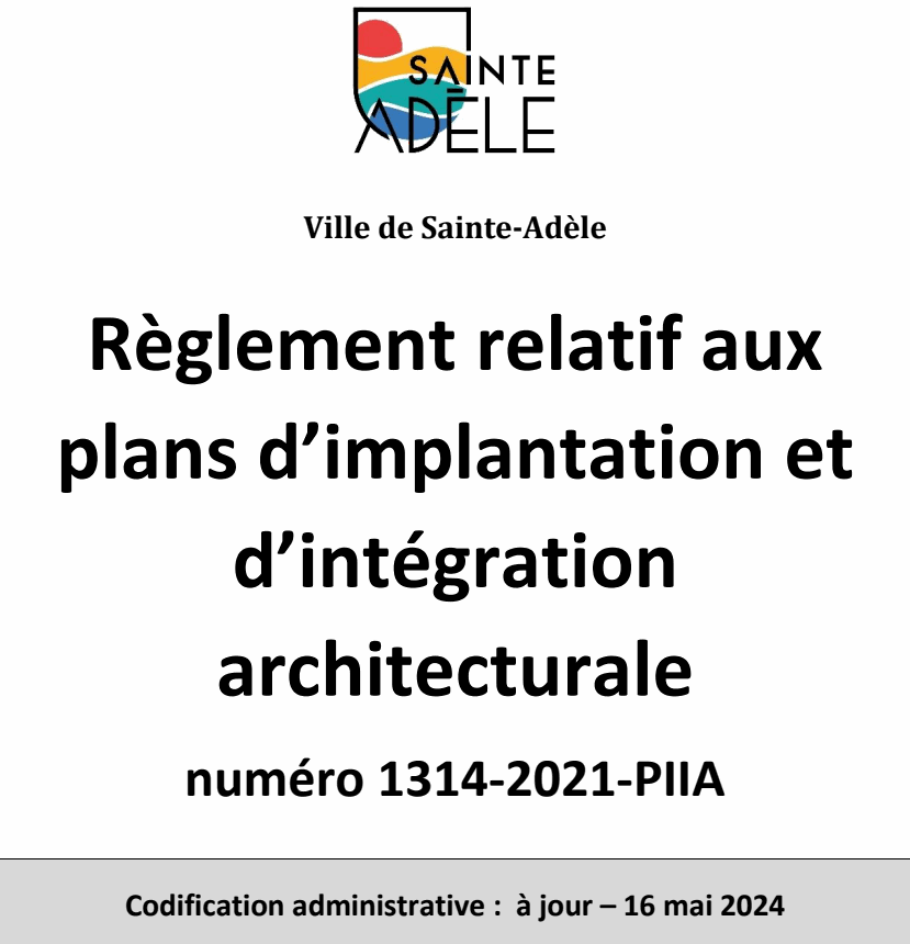 Règlement relatif aux plans d’implantation et Ville de Sainte-Adèle